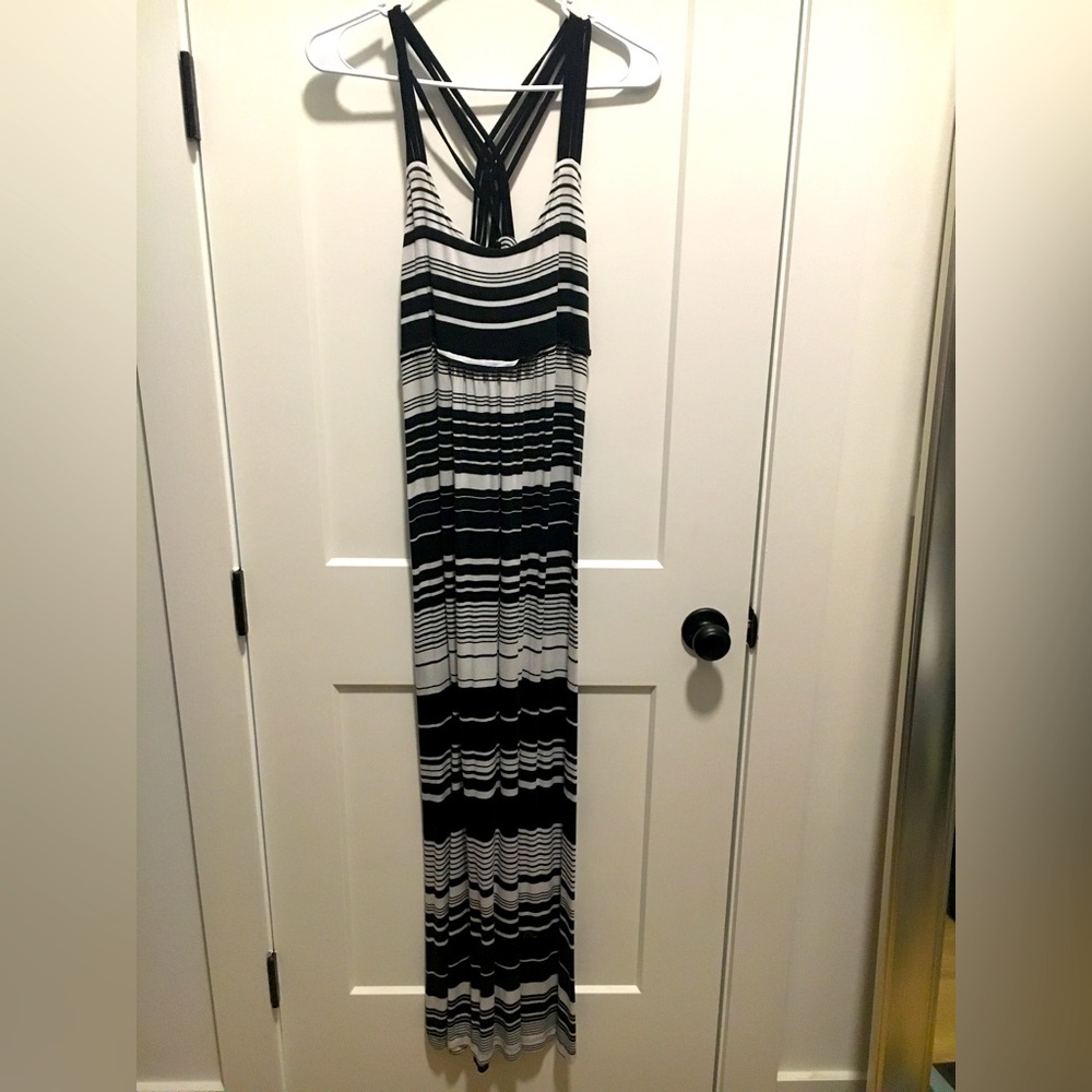 Calvin Klein Black and White Stripe Long Maxi dress size 12